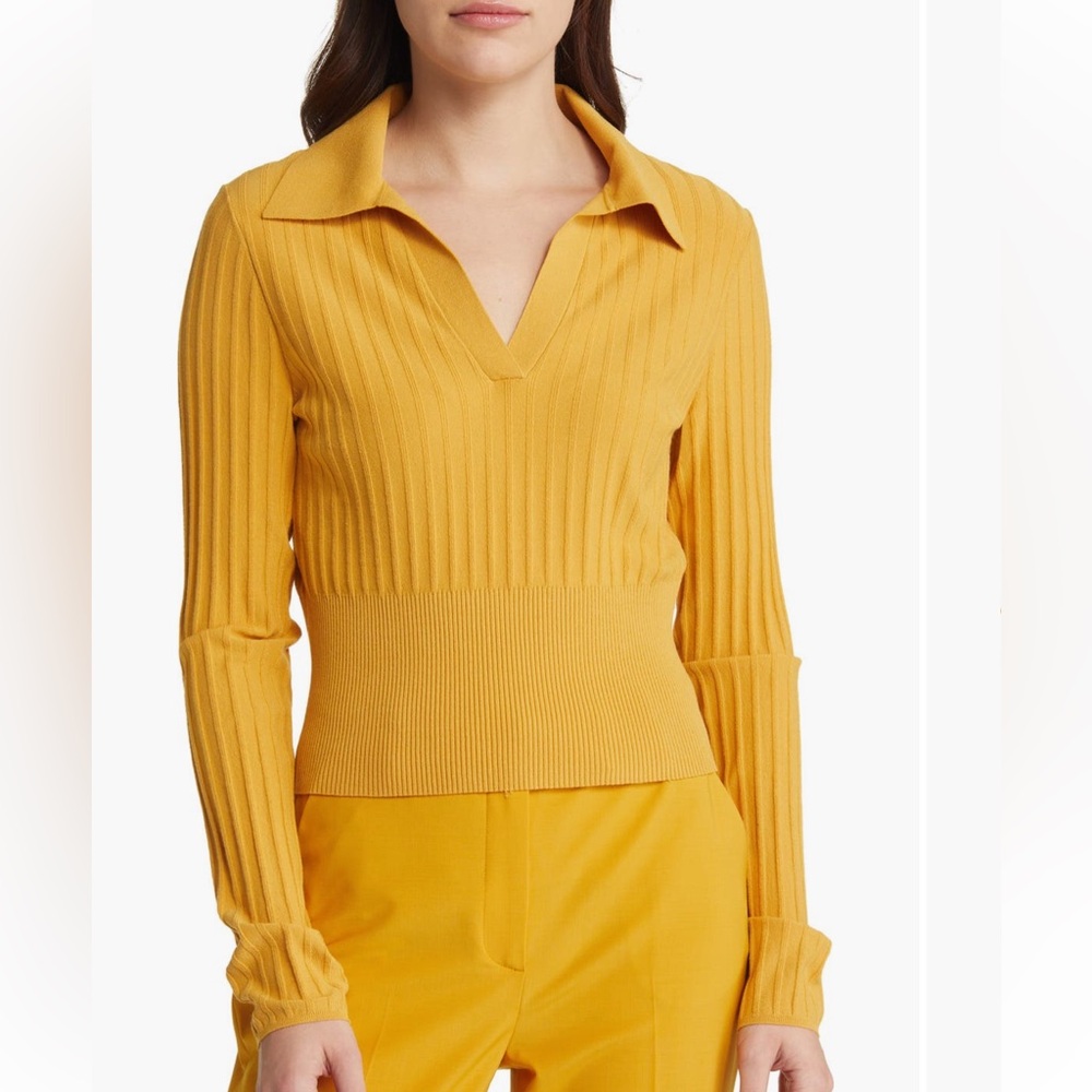 & Other Stories ribbed slim collared sweater M